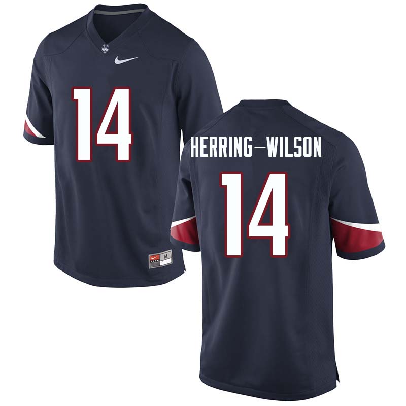 Men's #14 Tahj Herring-Wilson Uconn Huskies College Football Jerseys Sale-Navy - Click Image to Close